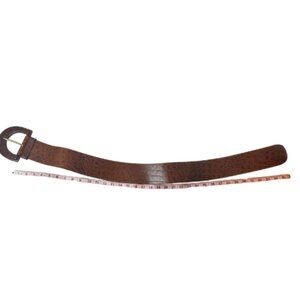 Womens Italian Leather Belt Brown Croc Embossed Gold Tone Buckle Size 32